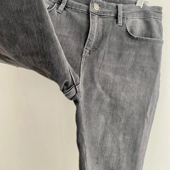 FREE People Gray High Rise Distressed  Hem Flare Bootcut Jeans Size 28 - Picture 7 of 8